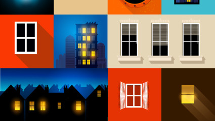 Cartoon background vector material of various types of windows