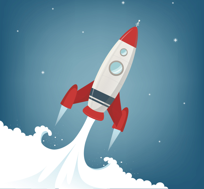 Cartoon vacated rocket vector material
