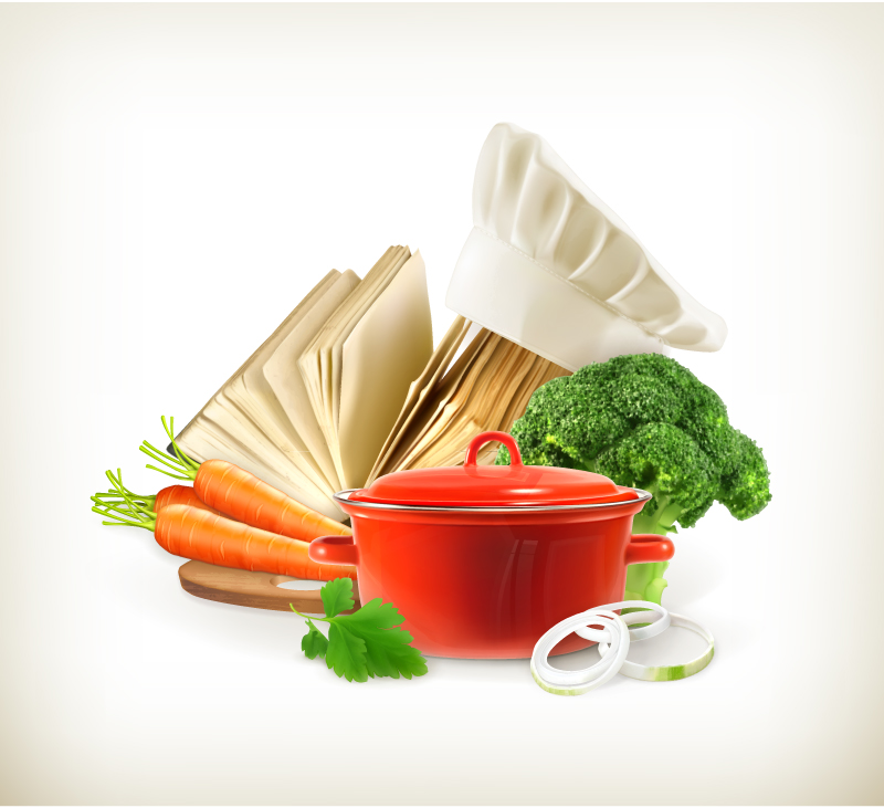 Cooking ingredients and tools vector material
