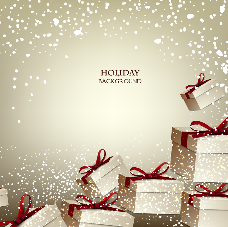 Holiday gift box background vector material