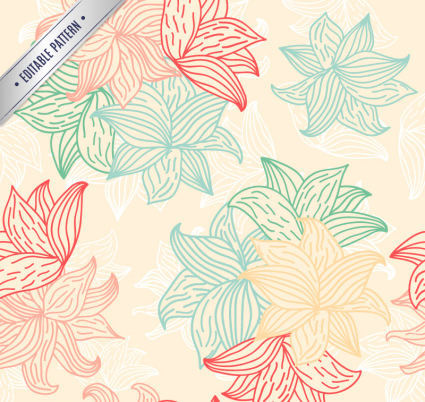 Abstract painted floral design vector material