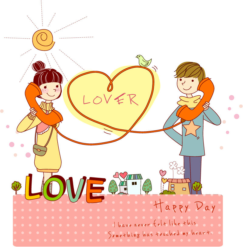Call couple illustrator vector material
