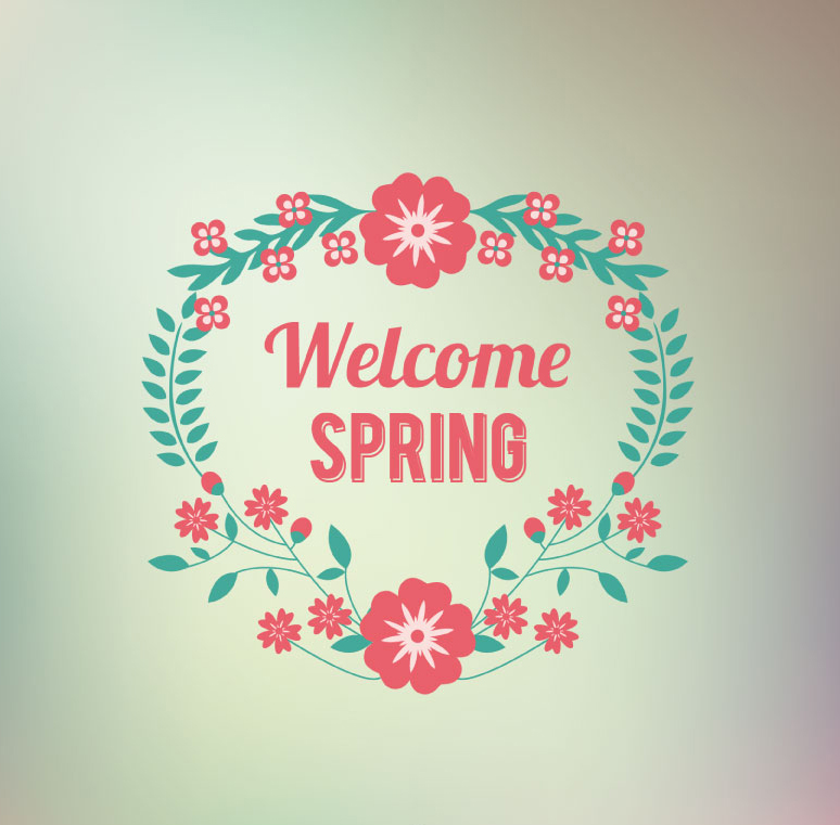 Creative spring wreath vector material

