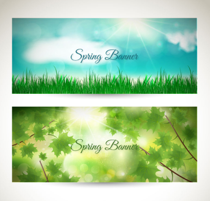 2 Spring Nature banner vector material