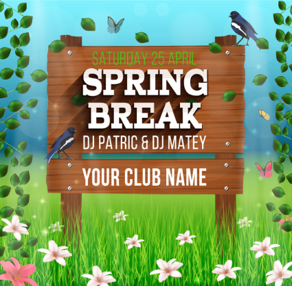 Club Spring poster vector material
