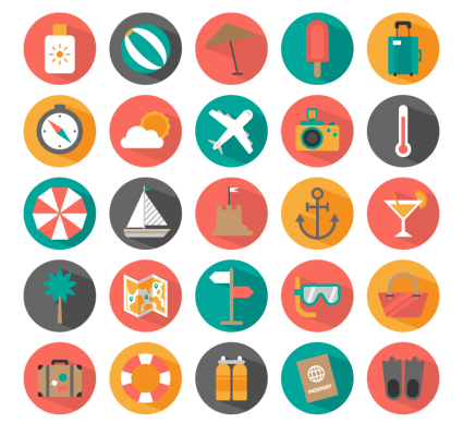 25 summer holiday icon vector material