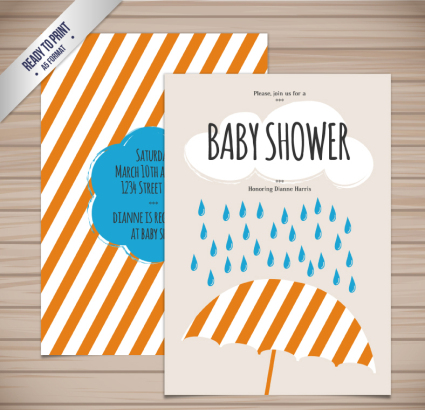 Striped welcome baby party invitation card vector map