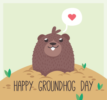 Groundhog Day greeting cards vector material cute