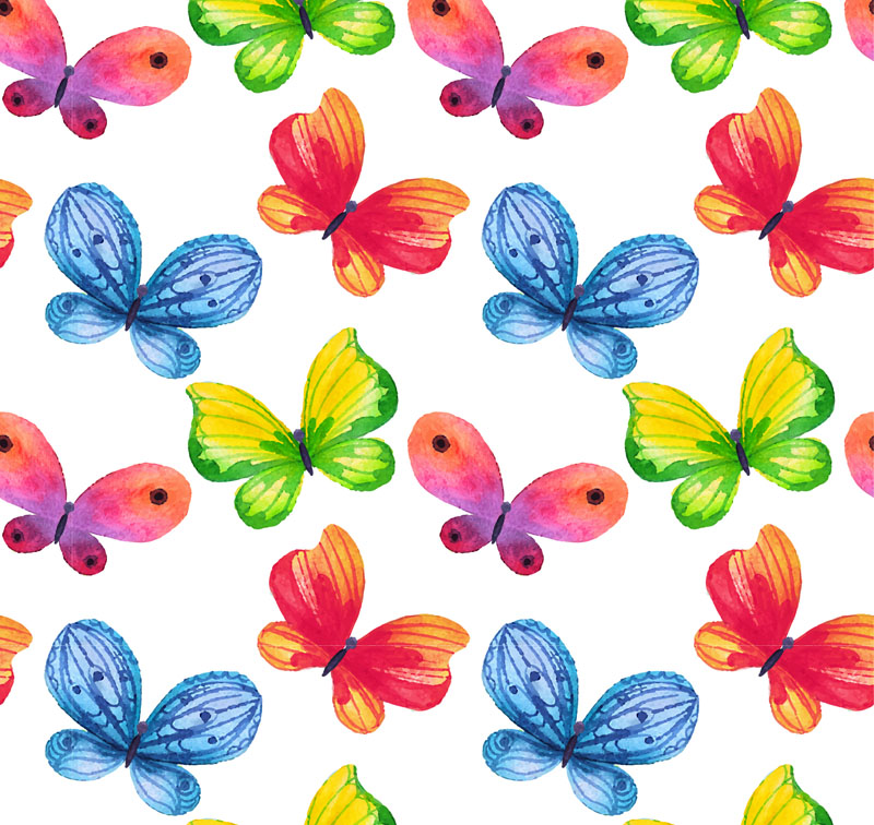 Watercolor Butterfly seamless background vector material