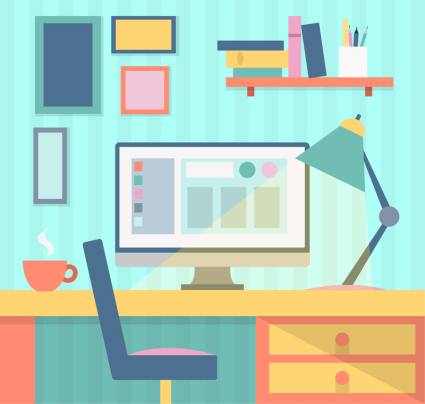 Neat table design vector material