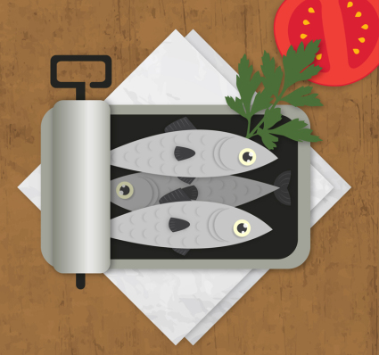 Open sardines vector material