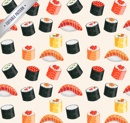 Delicious sushi seamless background vector