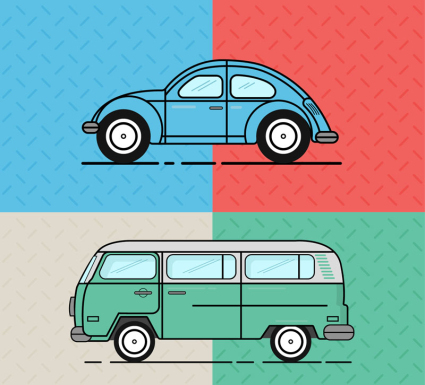 2 cartoon retro vector design vector material