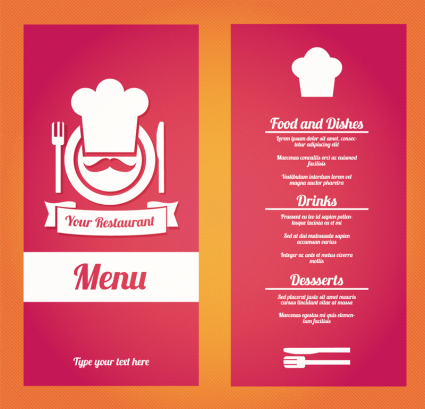 Creative red restaurant menu