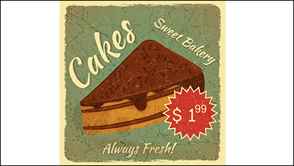Vintage cake posters vector material