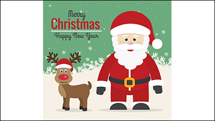 Santa Claus with reindeer Rudolph vector material