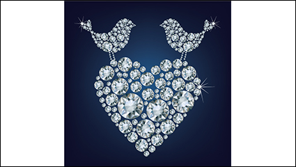 Diamond bird and love design vector material