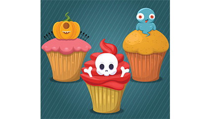 3 Halloween cupcakes Vector
