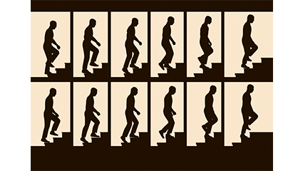 12 steps on dynamic silhouette figures vector material