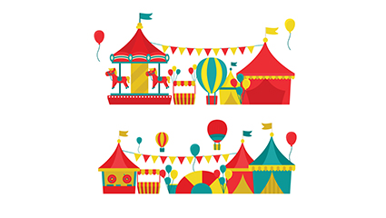 Group 2 cartoon amusement park design vector material