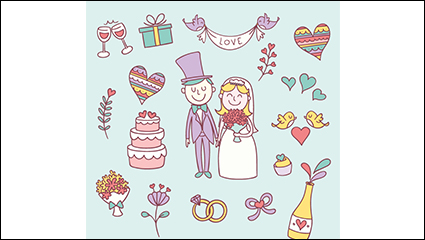 17 models cartoon wedding element vector material