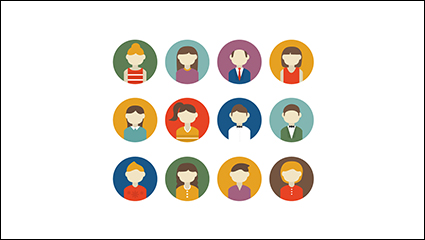 12 circular portraits design vector material