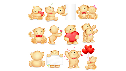 12 cute teddy bear icon vector material
