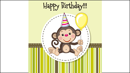 Vector cartoon monkey birthday cards