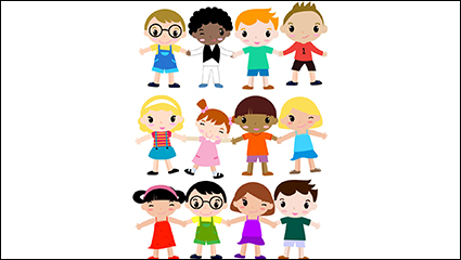 12 cartoon children vector material
