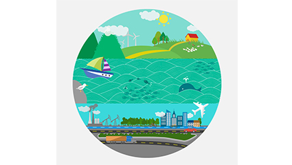 Cartoon round earth scenery vector material