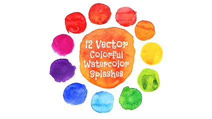 12-color watercolor dot design vector material