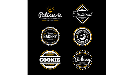 9 bakery food label vector