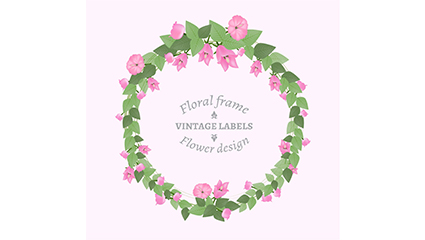 Pink wreath border vector material