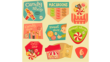 9 Vintage candy label vector material