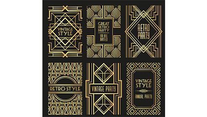 6 gold pattern card vector material