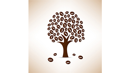Coffee beans trees design vector material