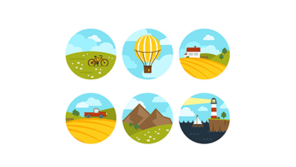 6 circular icon vector material Landscape