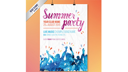 Watercolor Summer Party Poster Vector material