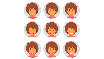 9 short hair woman face picture vector material