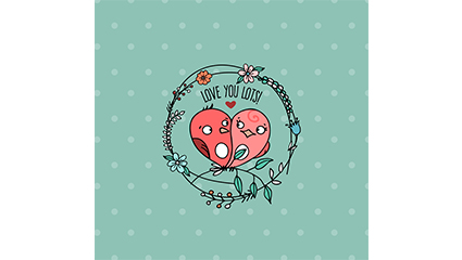 Pink cartoon couple bird vector material