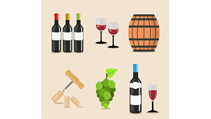 6 wines element vector material