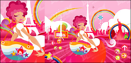 The trend of female cartoon illustration vector material