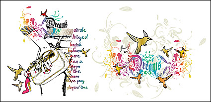 The theme of women and bird illustrator vector material