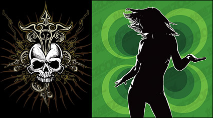 Woman silhouette with the skull vector material