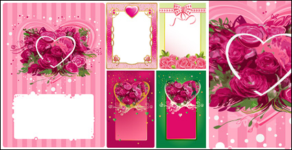 roses decorated heart-shaped vector material frame
