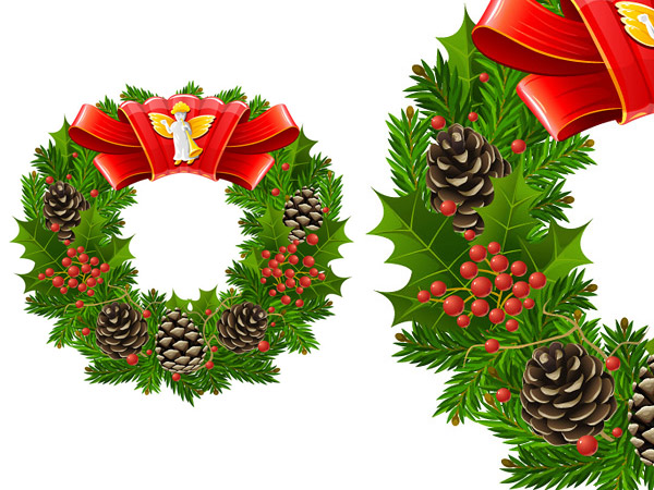 Christmas garlands, leaves