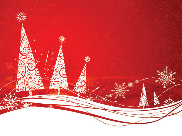 Simple Christmas Tree Snowflake Vector 