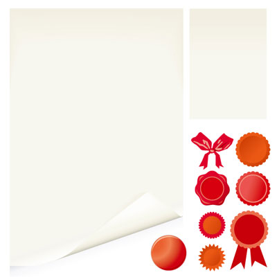 White, butterfly knot, medals vector