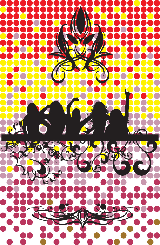 Female silhouette pattern vector material