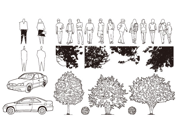 Cars, trees, vector 